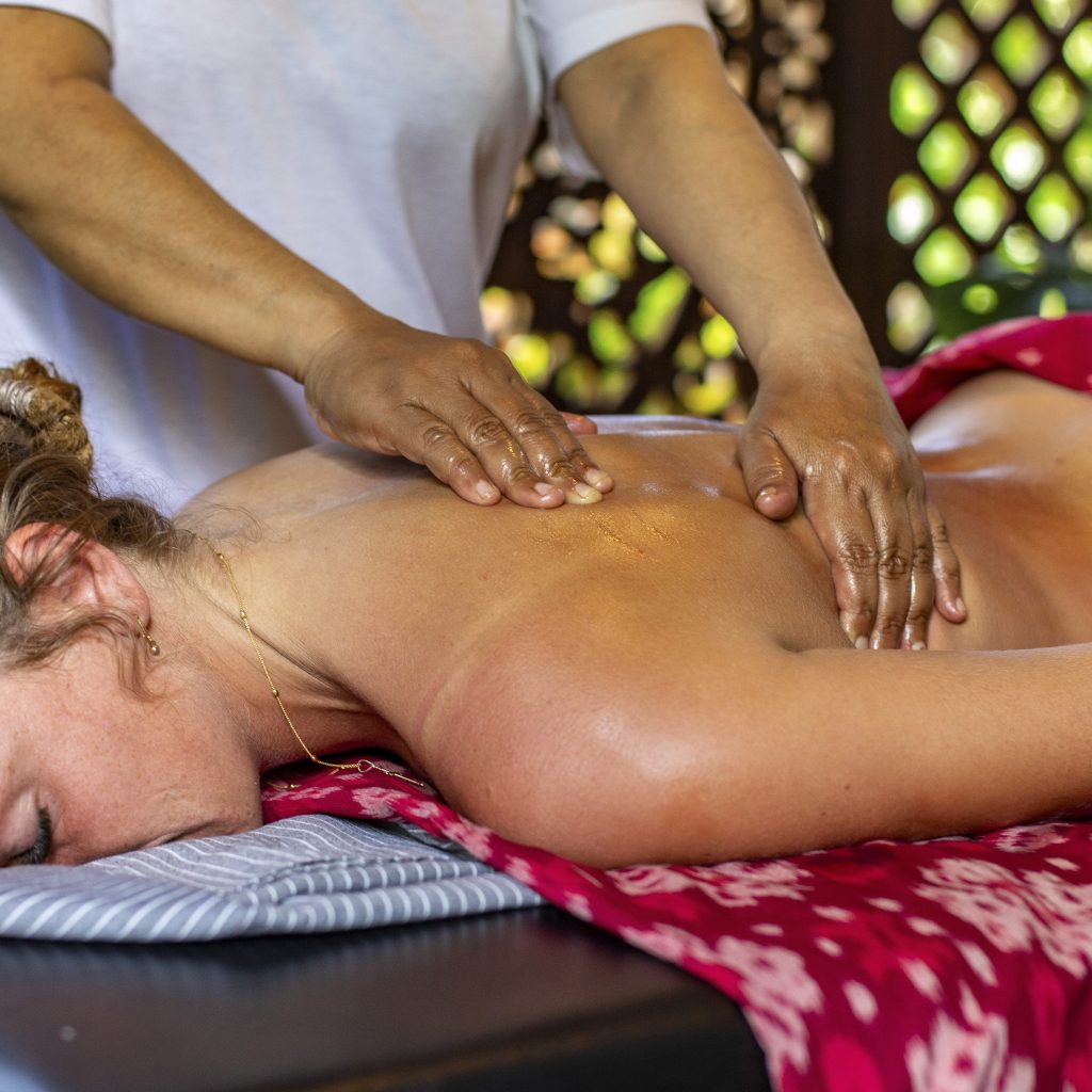 Woman enjoying a massage.